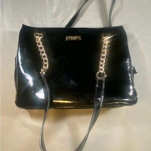 Kate Spade Black Patent Leather Tote with Gold Chain for any occasion